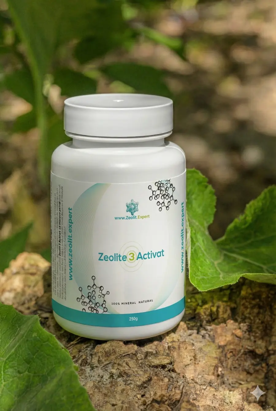 Zeolit 3 Activat jar on stone